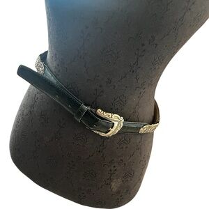 Vintage Black Croc Belt With Silver Toned Detail 32